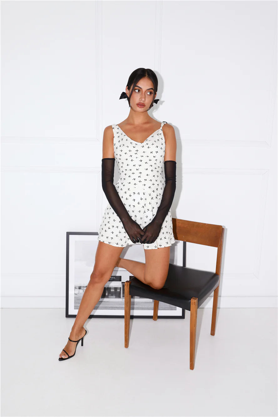 The Bow Mini Dress Cream