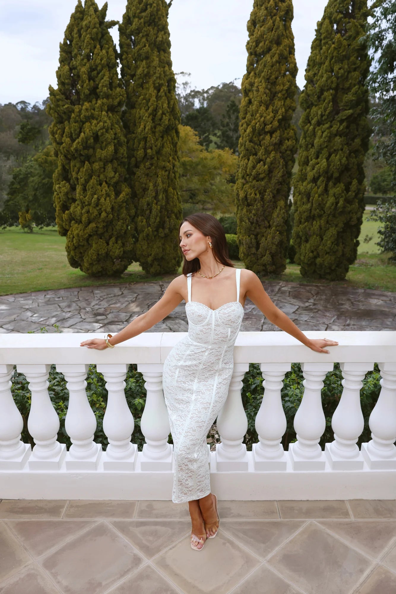 Delicate Lace Dream Midi Dress White