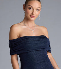 Nastassia Off-The-Shoulder Mermaid Glitter Formal Dress