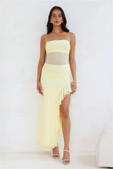 Golden Embrace Mesh Maxi Dress Yellow