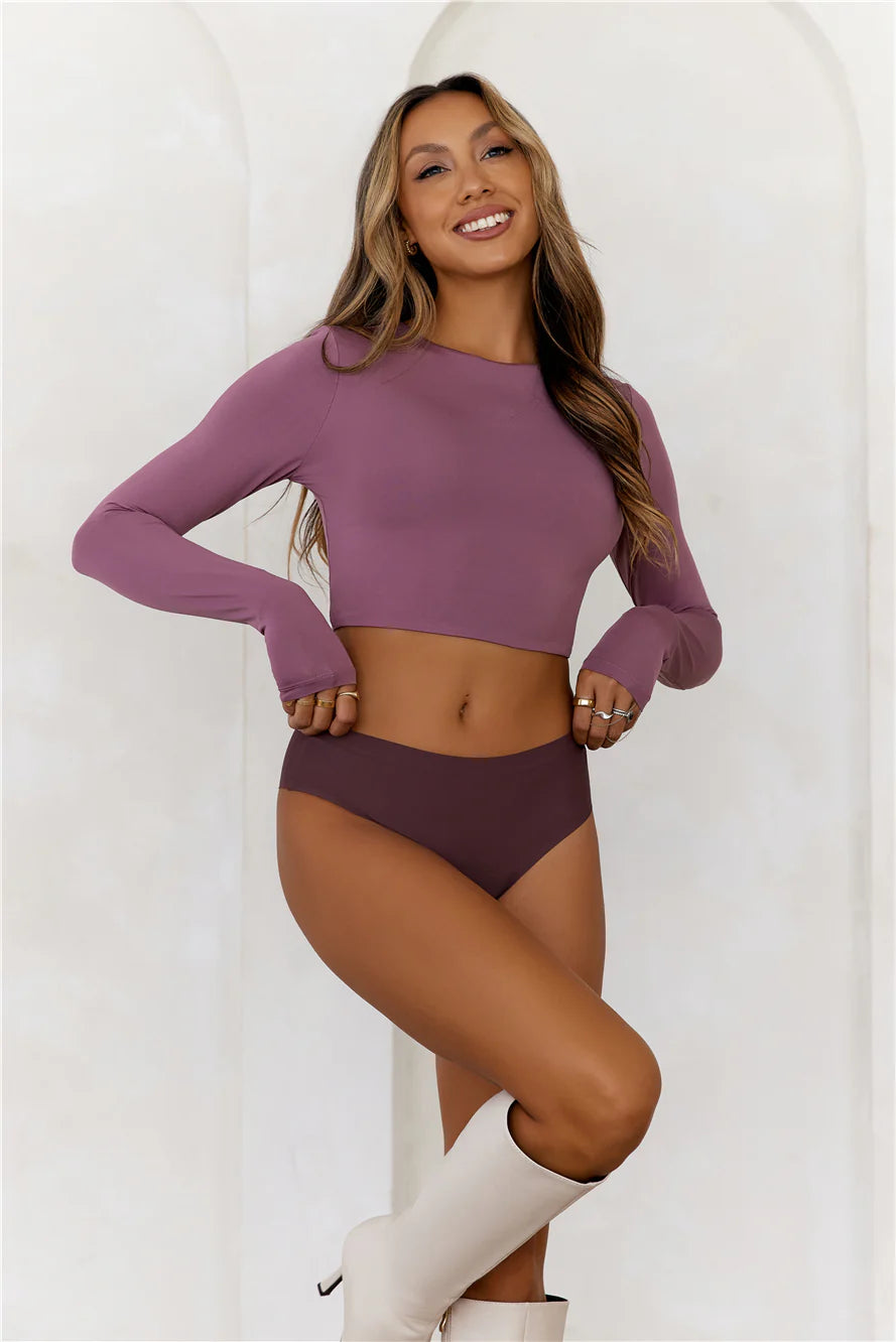 BASE  Errands All Day Long Sleeve Crop Top Mauve