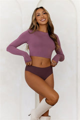 BASE  Errands All Day Long Sleeve Crop Top Mauve