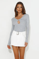 Cooler Turn Ribbed Top Grey