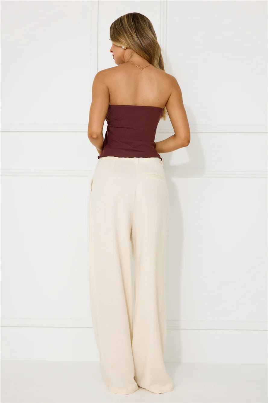 Flirty Game Strapless Mesh Top Brown