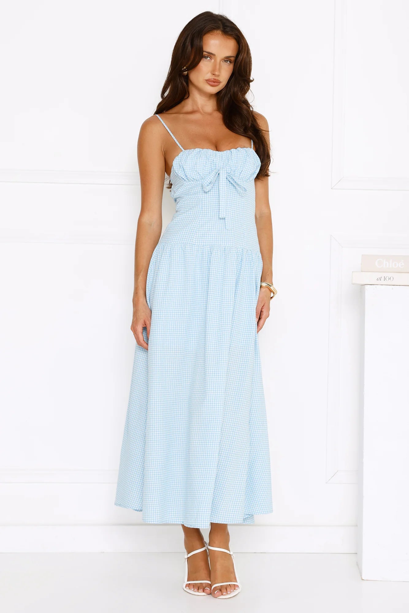 Capturing Style Gingham Midi Dress Blue