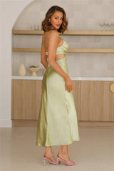 Grandest Entrance Satin Maxi Dress Green