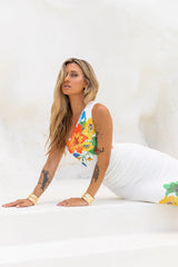Bloomin' One Shoulder Mesh Maxi Dress White
