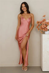 The Sophia Satin Maxi Dress Rose
