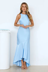 Bespoke Beauty Satin Maxi Dress Blue