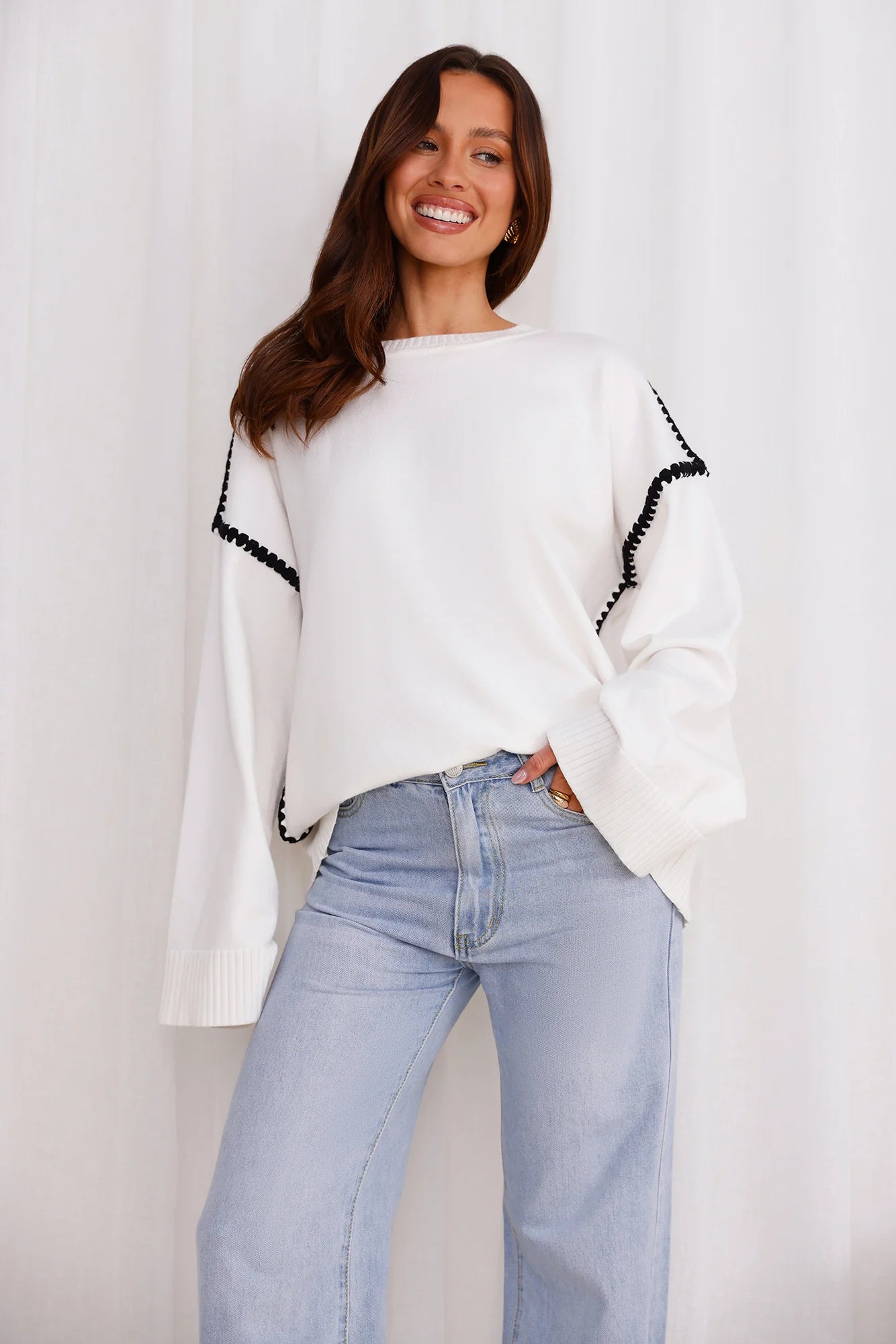 Warm Cottage Knit Sweater White