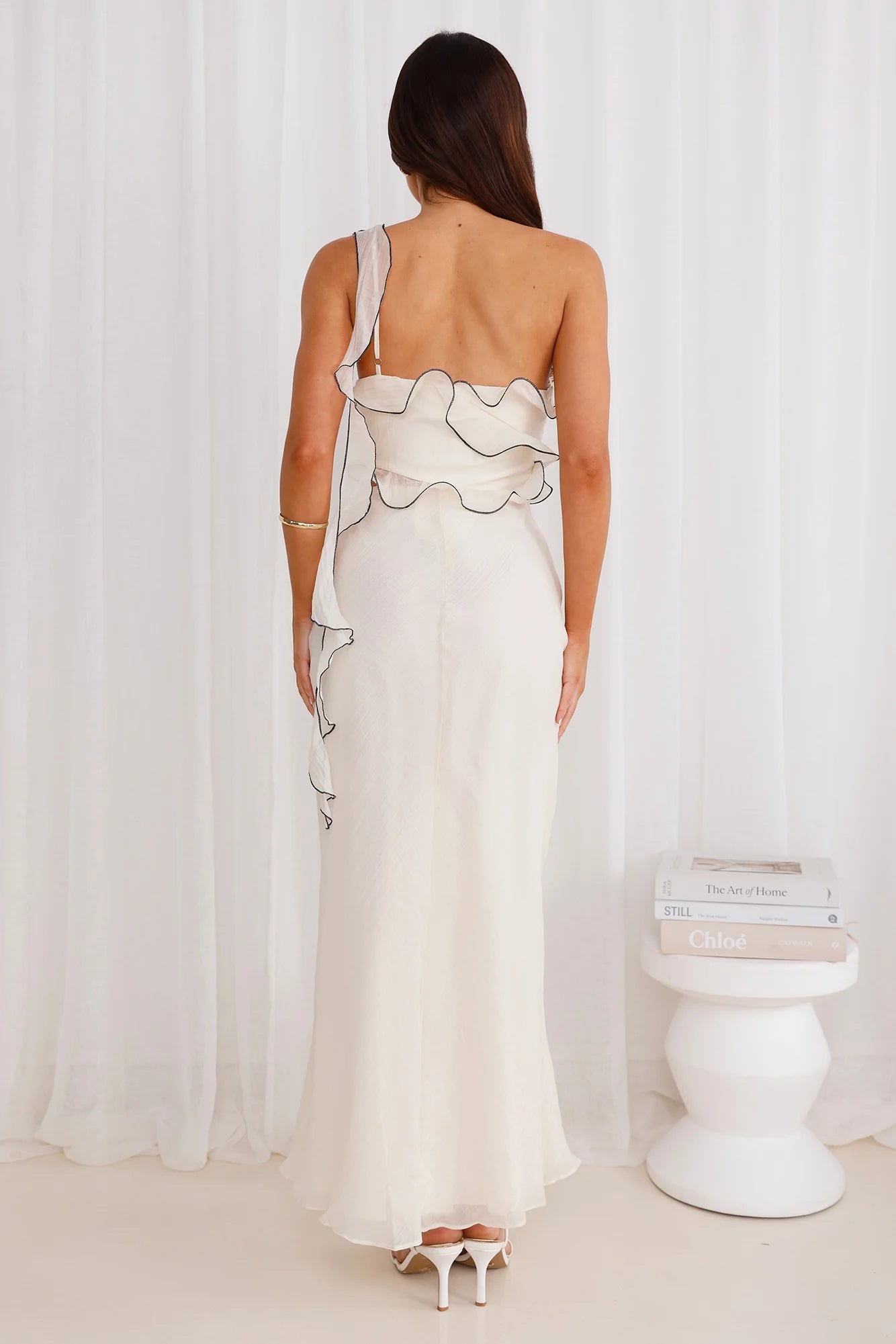 Cinematic Love One Shoulder Maxi Dress Cream