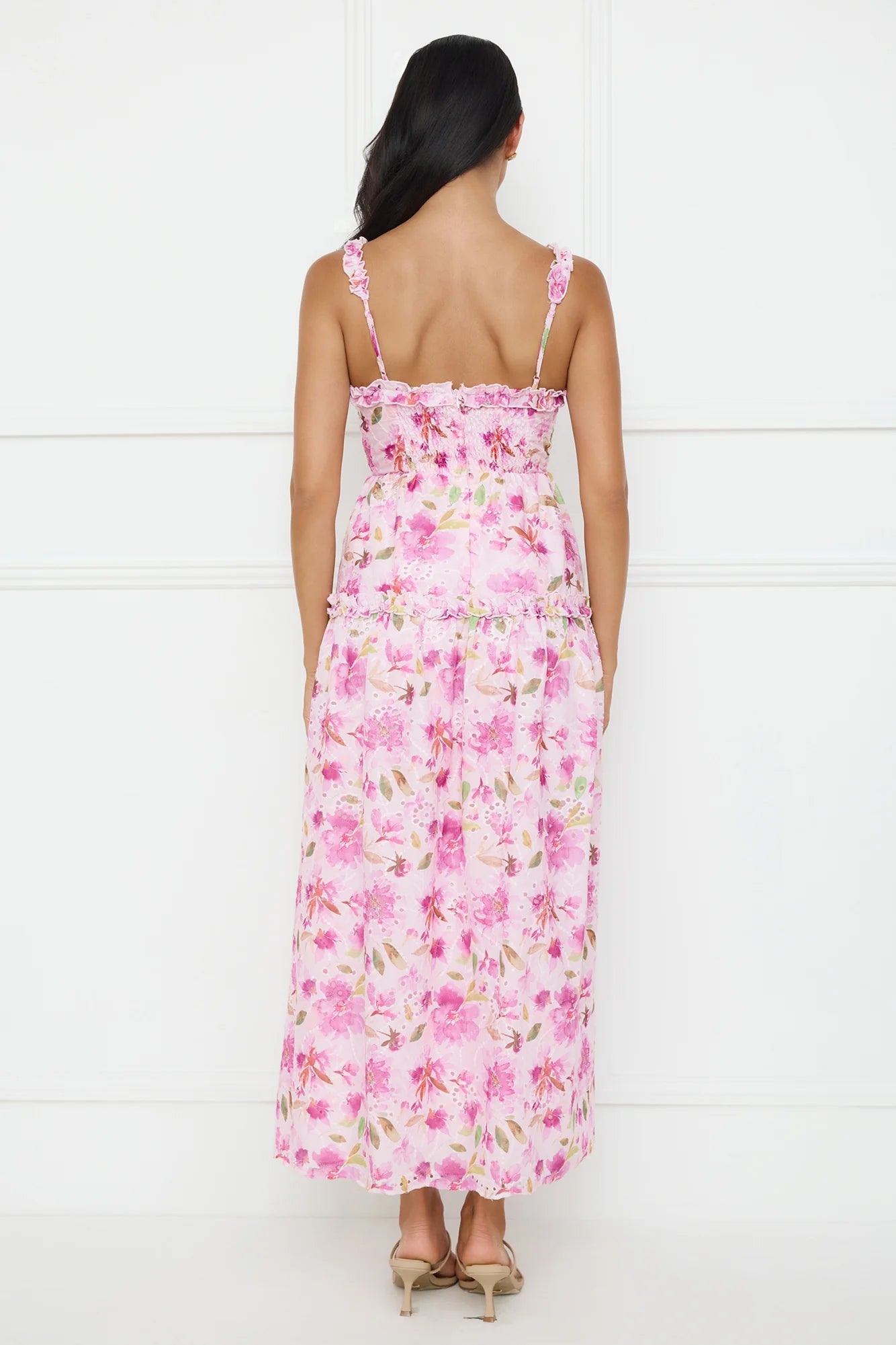 Ballet Bloom Embroidered Maxi Dress Pink