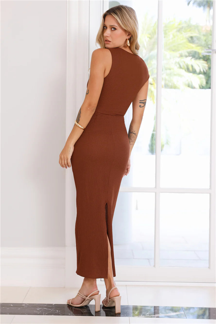 Coconut Haven Midi Dress Brown