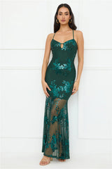 Emerald Serendipity Sequin Maxi Dress Green