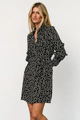 Trinity Short Dress | Black Print
