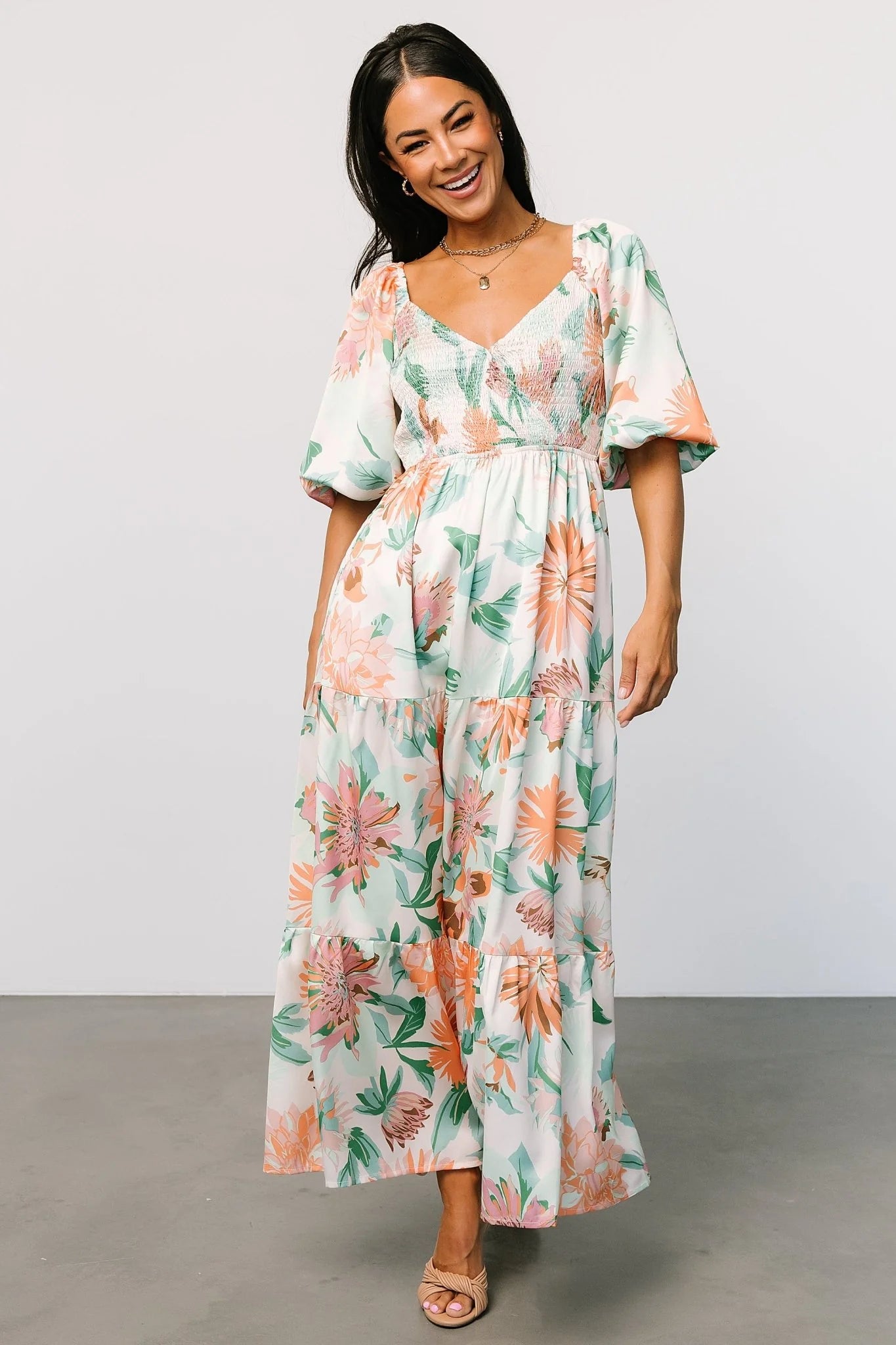 Lina Satin Dress | Multi Print