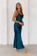 Alluring Nights Satin Slip Maxi Dress Green