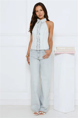Afterglow Halter Top  Light Denim