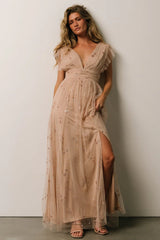 Nova Shimmer Maxi Dress | Natural + Blush