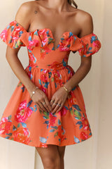 Velvet Rosé Off Shoulder Mini Dress Floral