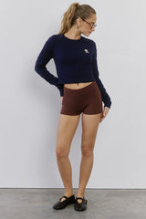 The Exclusive Cable Knit Rose Sweater Navy