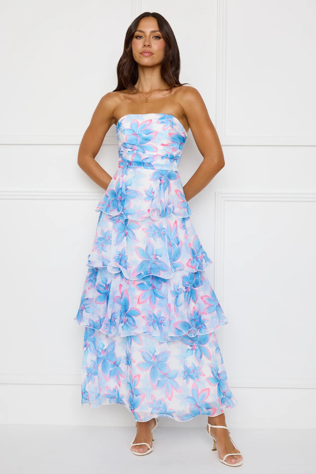 Chicago Chic Strapless Maxi Dress Blue