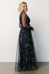 Layla Tulle Maxi Dress | Metallic Blue + Pink