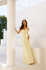 Brilliant Belle Satin Maxi Dress Yellow