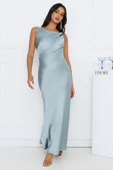 Classy Entrance Satin Slip Maxi Dress Blue
