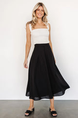 Katie Pleated Midi Skirt | Black