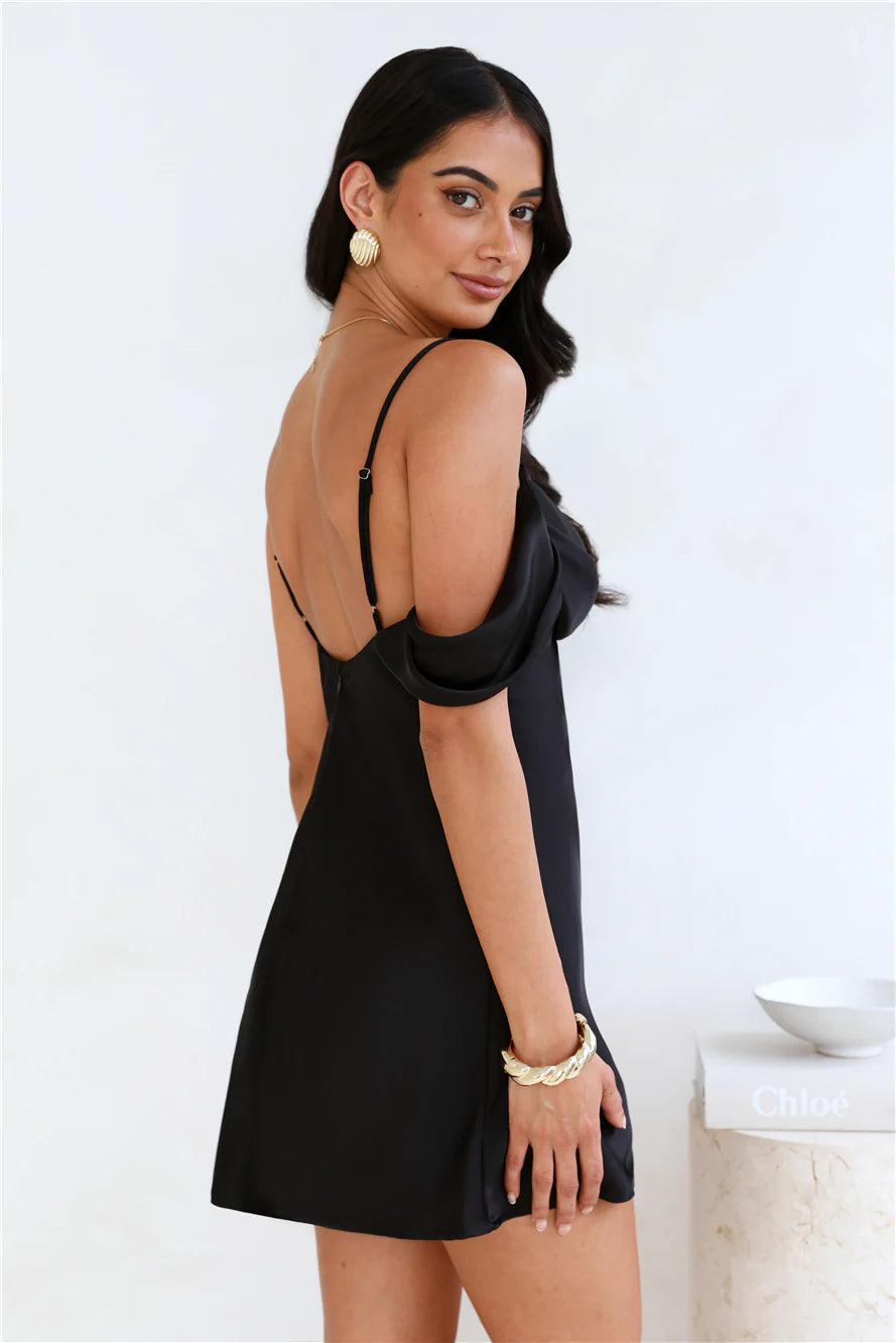 Elegance Of You Satin Mini Dress Black