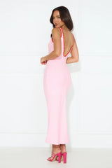 Country Summer Linen Blend Maxi Dress Pink