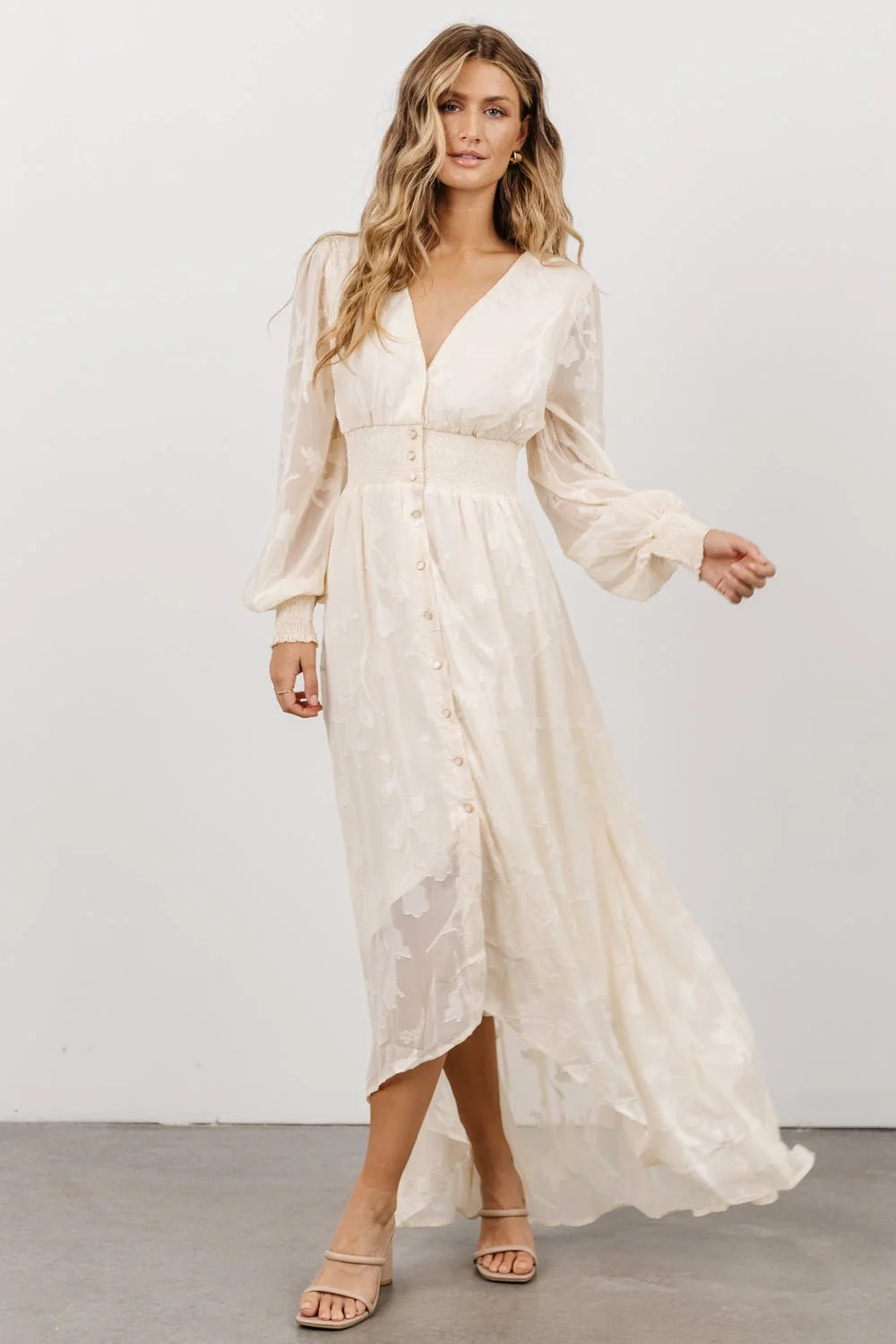 Mayfair High Low Maxi Dress | Vintage Cream