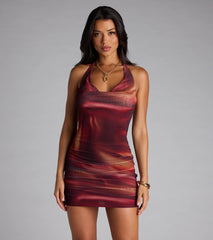 Heatwave Hottie Mesh Halter Mini Dress
