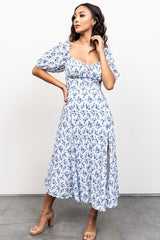 Gwen Smocked Midi Dress | Blue Floral