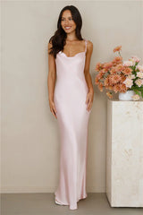 The Penelope Cowl Satin Maxi Dress Pink
