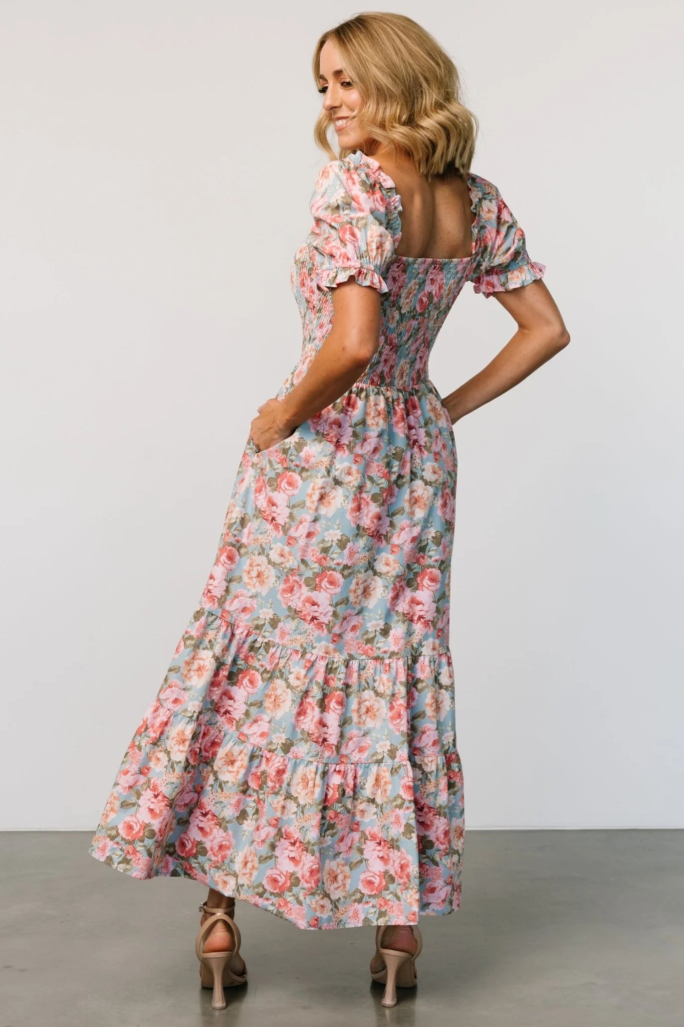 Tiana Maxi Dress | Vintage Blue + Pink Floral