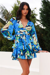 Fresh Feel Long Sleeve Mini Dress Blue
