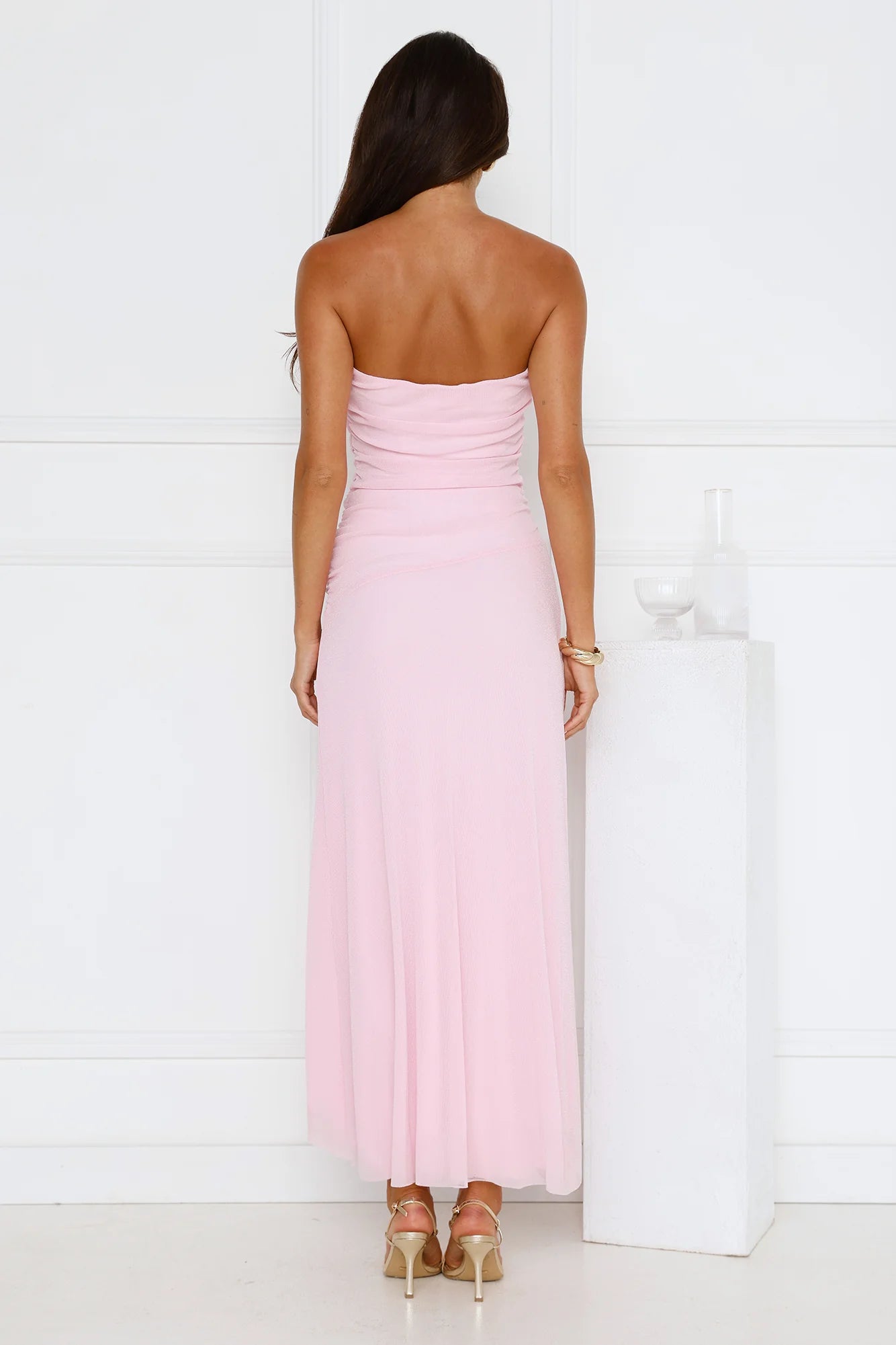 Berry Seduction Strapless Maxi Dress Pink
