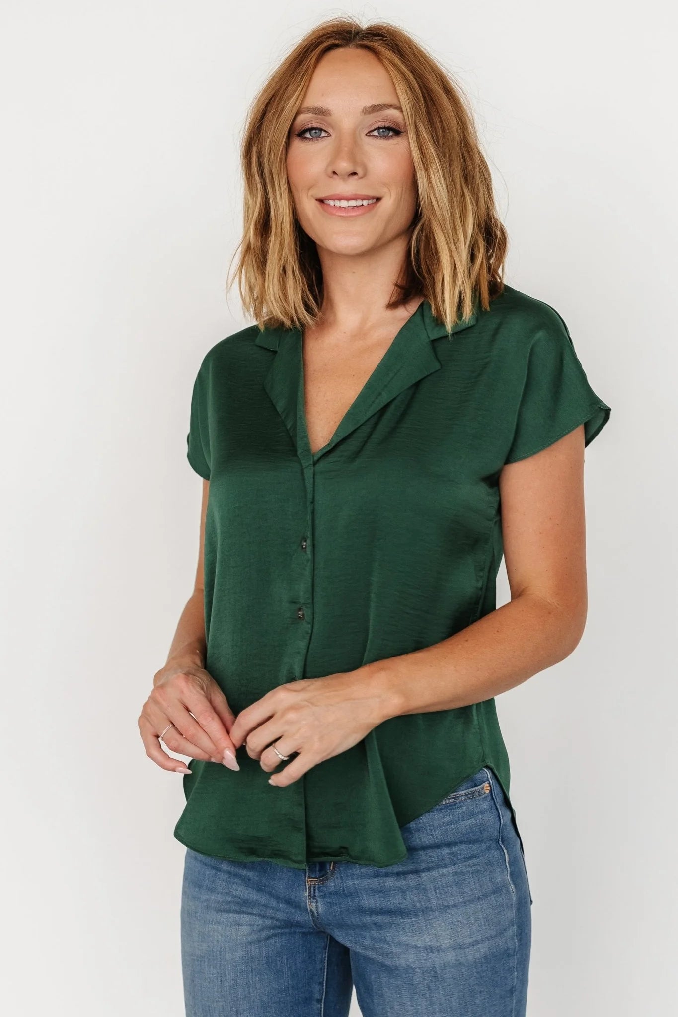 Corey Button Top | Hunter Green