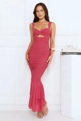 Glitter Kiss Mesh Maxi Dress Pink
