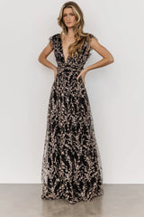 Arlene Shimmer Gown | Black + Rose Gold