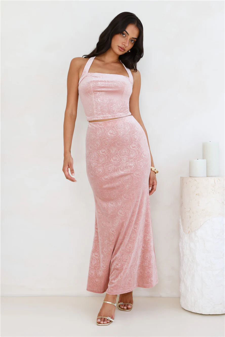 Velvet Gaze Halter Crop Top Pink