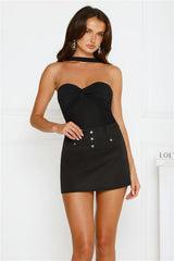 Club Luxe Mesh Halter Top Black