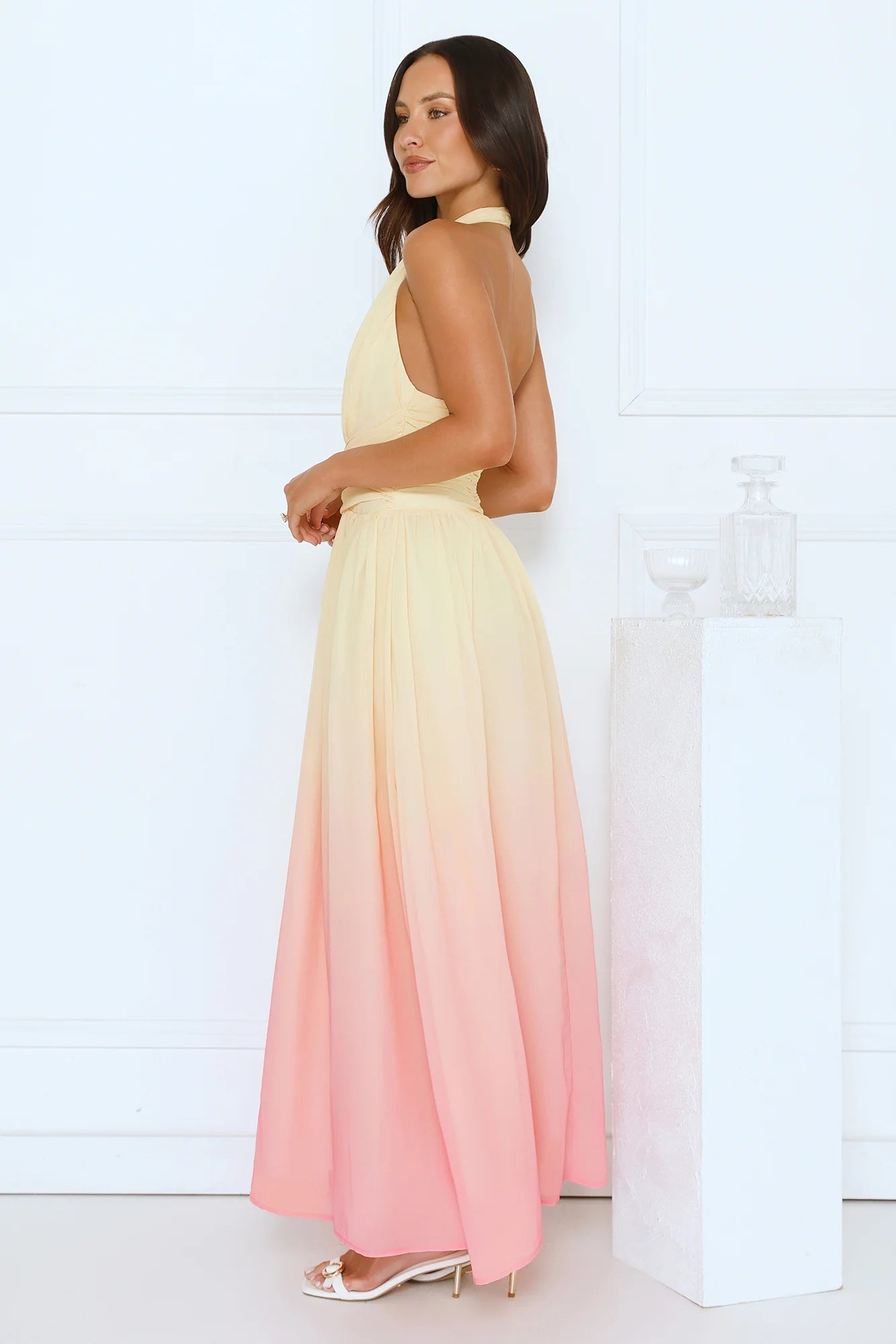 Angel Bloom Halter Maxi Dress Yellow