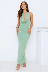 The Glow Club Halter Maxi Dress Sage