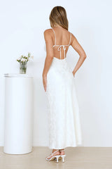 Floral Kiss Satin Maxi Dress Beige