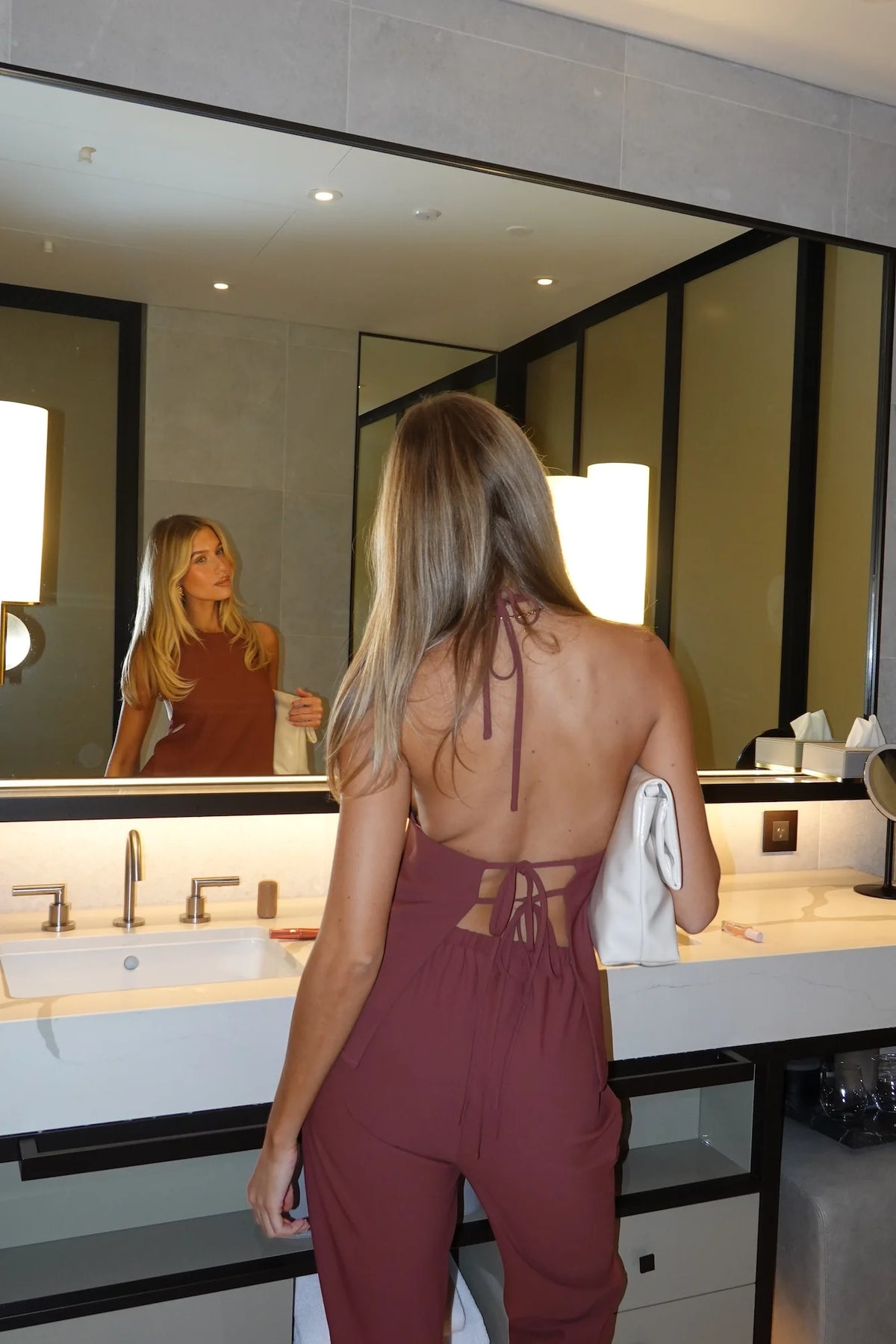 Clean Slate Tailored Halter Top Brown