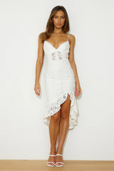 Dance Till Sunrise Lace Midi Dress White
