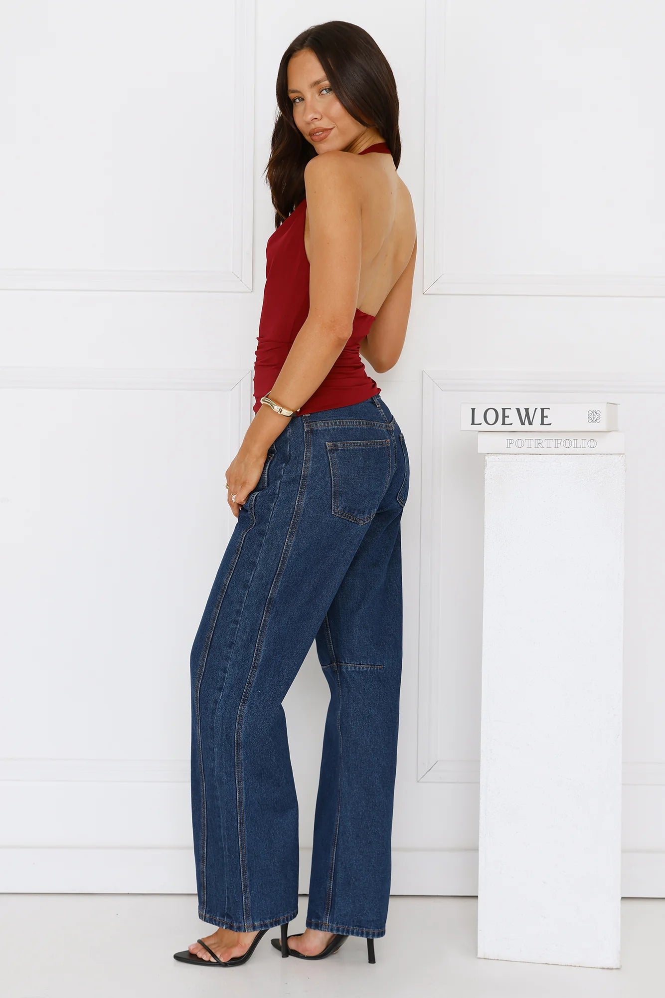 Billionaire Babe Halter Top Burgundy